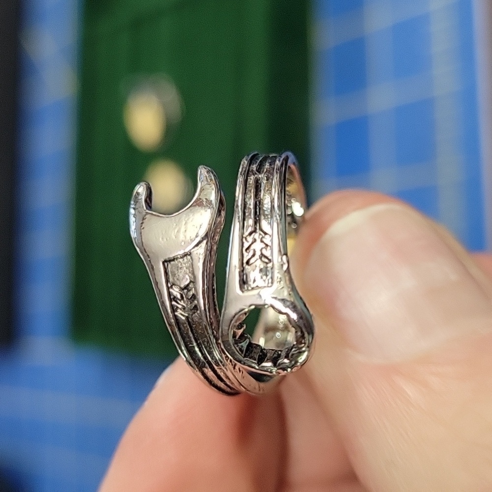 Wrench Silver Tone Ring
